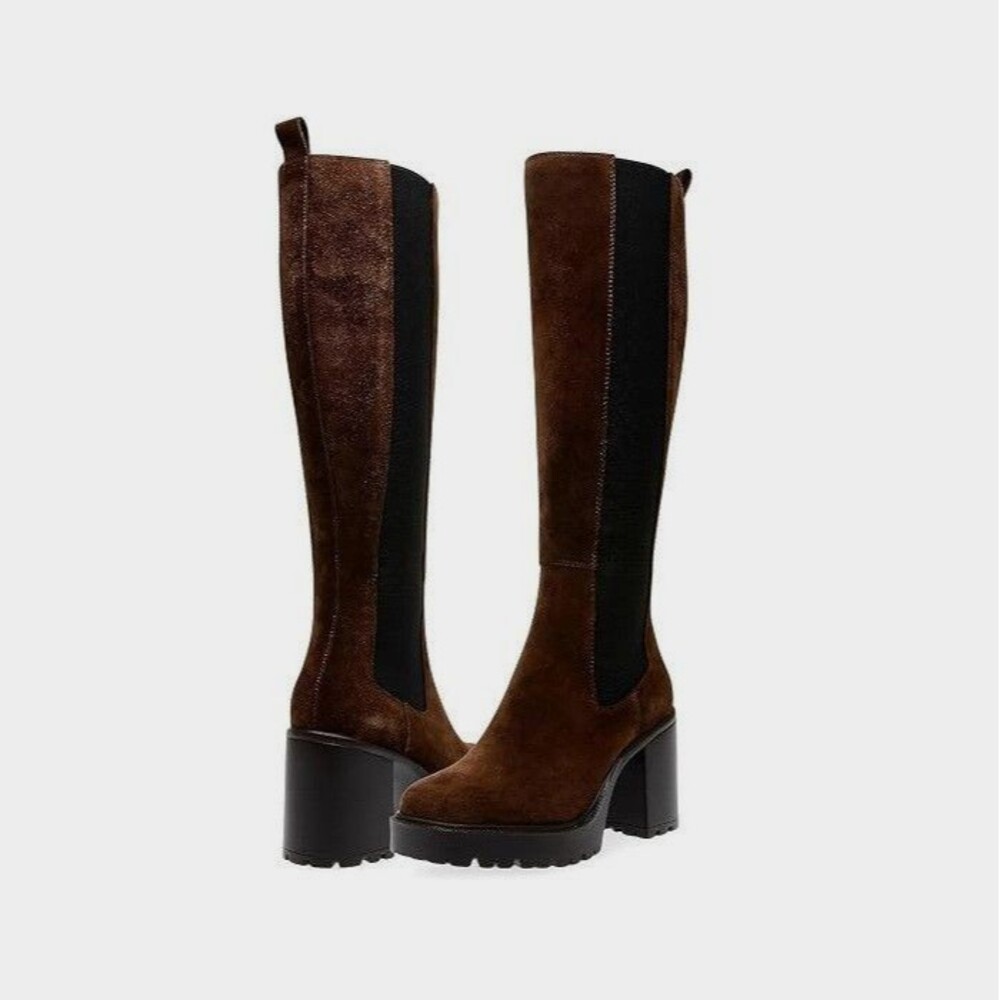 Steve Madden Women 9.5 M Brown Suede Deegan Block Heel Knee High Boots NIB QS8
